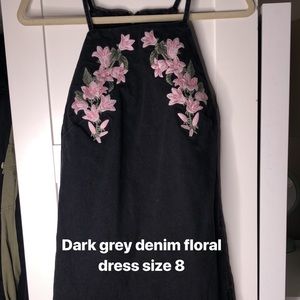 Top shop size 8 dark grey denim mini dress